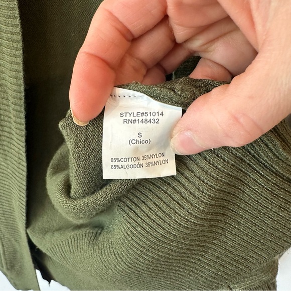 Bajee Collection Olive Green Open Front Cardigan Sweater S - Picture 6 of 11
